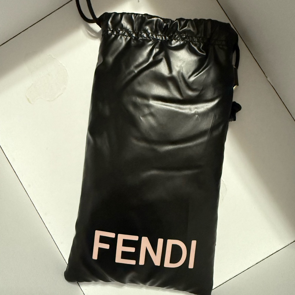Fendi Black and Pink Logo Drawstring Pouch